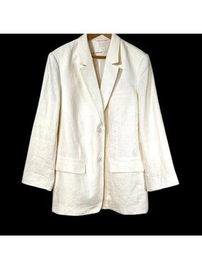 Everlane Linen Oversized Boxy Blazer Ivory European Flax Jacket 16 Quiet Luxury